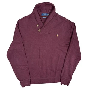 Polo Ralph Lauren Estate Acanalado Chal Cuello Suéter Borgoña Algodón XL - Imagen 1 de 8