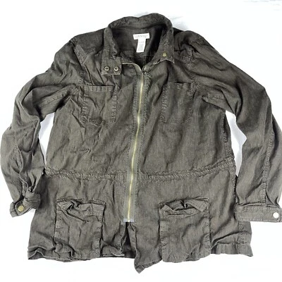 Chaqueta Orvis Mujer Colección Marrón Lino Rayón Cremallera Talla XL 18/20 Foto 1 de 4