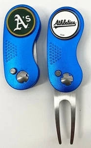 GOLF SWITCHBLADE OAKLAND LEICHTATHLETIK DIVOT REPARATURWERKZEUG + Ballmarker blau - Bild 1 von 1