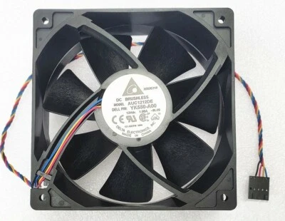 DELTA AUC1212DE 12V 1A 12038 4-Wire 5-Pin Ferver Cooling Fan DELL PN: YK550-A00 - Image 1 of 4