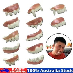 10Pcs Halloween Dentures Fake Teeth Funny Tooth Novelty Cosplay Teeth Zombie New - Picture 1 of 9