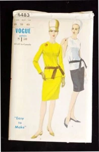 VOGUE 1960ER VINTAGE Nähmuster 2 Stück Kleid werkseitig gefaltet EINFACH HERZUSTELLEN - Bild 1 von 2