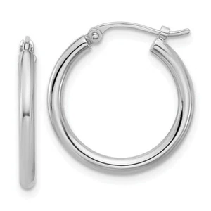 Platinum Round Small Hoop Earrings - Picture 1 of 5