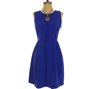 Mini Vestido Skater Soprano Nordstrom Juniors Talla L Encaje Borde Azul Real NUEVO B56 Foto 1 de 3