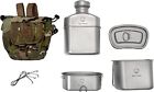 Titanium Canteen Military Mess Kit 1100ml 37oz Capacity With 750ml And 400ml Coo