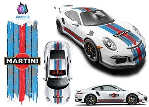 SCRATCHED MARTINI RACING STRIPES MIX COLORS PORSCHE CARRERA BOXSTER STICKERS SET - Foto 1 di 1