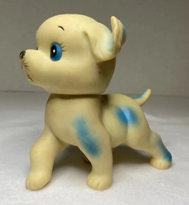 Vintage Squeeze Bath Toy Puppy Dog Squeaker Blue Spotted Made in Hong Kong - Picture 1 of 8
