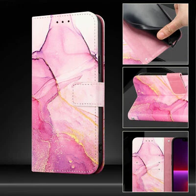 Marble Leather Card Wallet Phone Case For Samsung A73 A32 A52 A22 A12 A13 5G - Image 1 of 4