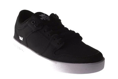 Supra Niños Chicos Juventud Negro Blanco Lona Vaider LC Bajo Zapatillas De Skate - Imagen 1 de 4