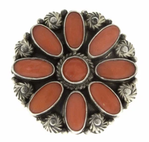 8.75 - Natural Mediterranean Coral Cluster Bracelet By Navajo Artist Tyler Brown - Picture 1 of 4