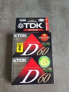 PACK 2 TDK D60 Cassette Dinámico Alto Salida Tipo 1 *NUEVO/SELLADO - Imagen 1 de 6