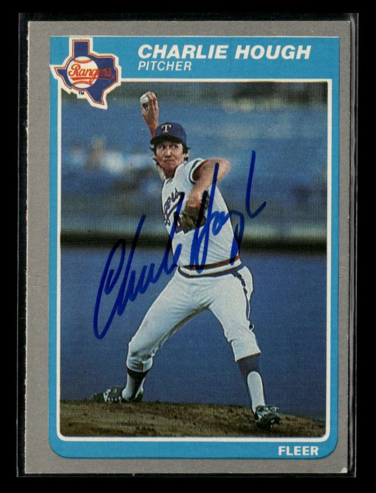 1985 Fleer #558 Charlie Hough IN PERSON AUTO! - Image 1 of 2