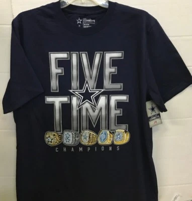 Dallas Cowboys NFL Ring Worthy " Five Time Champions " Navy Men's Tee Large - Image 1 of 2