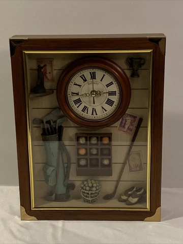 Golf Wooden Framed Quartz Wall Clock And Memorabilia Cover