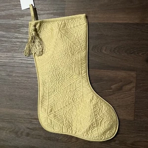 New! Gold Embossed Christmas Stocking Tassel Fireplace Mantle Home 17”. - Picture 1 of 2