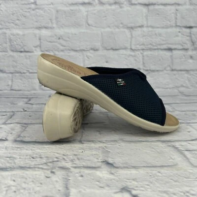 Flyflot Anatomic Summer Wedge Slide Sandal Strap Knit Walking Comfort Women Sz 9 - Image 1 of 4