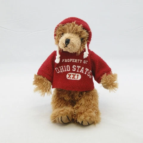 Ohio State Buckeyes Stuffed Bear wearing "Property Of Ohio State XXI" Hoodie Cover