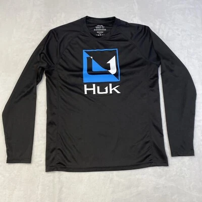 Camisa HUK Performance Para Hombre S Manga Larga Pesca Capa Base Negra Foto 1 de 4