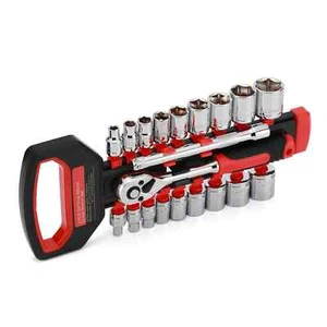 21PCS 3/8" Ratchet Socket Wrench Set, Drive Socket Set with 19 Sockets, 6 - 24mm - Picture 1 of 6