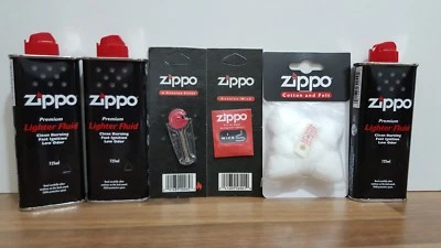 Full Servicesl part 2xZippo Lighter Fuel Fluid Petrol wick, flint,cotton & Felt