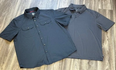 GERRY - 2 CAMISAS MANGA CORTA HOMBRE TALLA L GRIS CUELLO ELÁSTICO BOLSILLOS BOTONES Foto 1 de 4