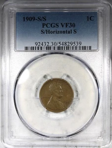 1909-S/S Lincoln Cent PCGS VF30 S/Horizontal S Circulated KEY DATE 1C - Picture 1 of 4