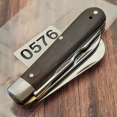 COLONIAL 3 Blade ELECTRICIANS Pocket Knife Made In USA HAWKBILL BLADE WOOD - Image 1 of 4