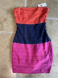 Max And Cleo Strapless Color block Dress Size 6 - Picture 1 of 3
