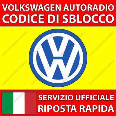 ✅VW RADIO CODICE PIN DI SBLOCCO RCD 215 300 310 500 RNS 300 310 315 510 NAVI✅ - Immagine 1 di 4