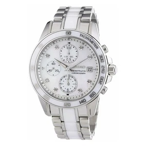 Seiko Quartz Sportura SNDX95 Ladies White Dial Stainless Steel & White Ceramic - Picture 1 of 2