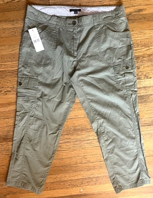 Pantalones cargo Tommy Hilfiger para mujer 14 algodón nuevos con etiquetas munición verde tobillo corto Foto 1 de 4