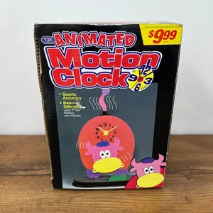 Vintage 1990's Tozai Animated Motion Cow Bull Colorful Clock Wall Clock NIB NEW - Picture 1 of 10