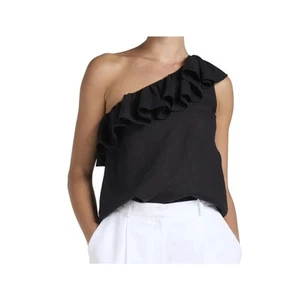 Ted baker linen ruffle one shoulder top size 3 - Picture 1 of 6