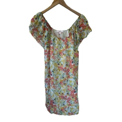 Tori Richard Hawaii 100% Silk All Over Floral Tiered Short Sleeve Dress 10 - Image 1 of 4