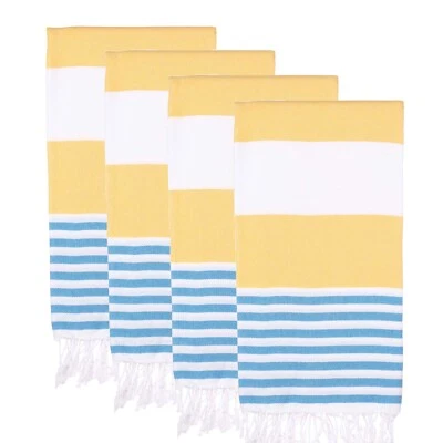 Набор из 4 турецких пляжных полотенец (38 x 71 дюйм) — негабаритные, быстро сохнут, без песка, мягкие - Изображение 1 из 4