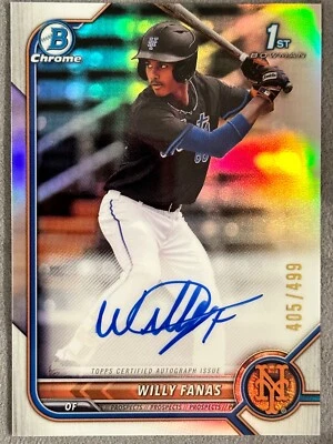 2022 Bowman Chrome Willy Fanas 1st Bowman Refractor /499 Auto - Image 1 of 2
