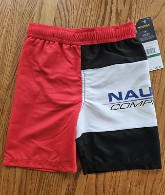 NAUTICA Little Boys Swim Shorts Size L/G/G (6) Red White Black MSRP $32 NWT New - Image 1 of 4