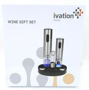 Neu im Karton ivation Wein Geschenkset Edelstahl elektrischer Weinflaschenöffner OFFENE BOX - Bild 1 von 5