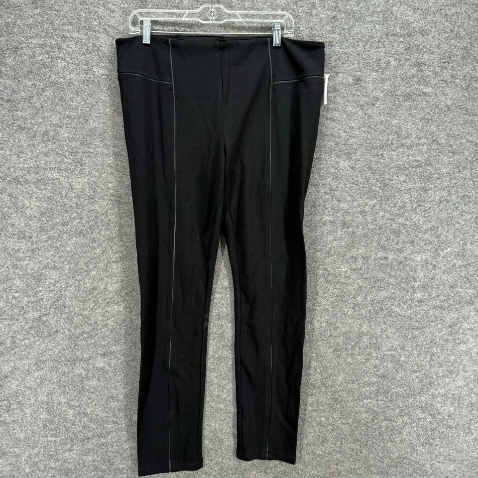 Nuevo Pantalones de Vestir Dressbarn Mujer L Grande Negro Tiro Alto Ajustado Pull On Rayón Foto 1 de 4