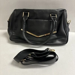 Forever 21 Handbag Satchel Crossbody Strap Purse Faux Black Leather - Picture 1 of 14
