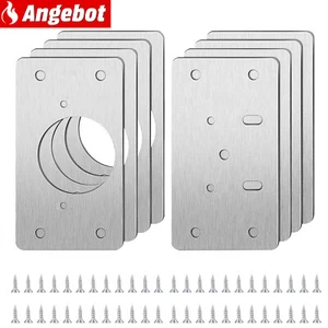 8 x Schrankscharnier Reparaturplatte Möbel Reparatur Blech Edelstahl Schrauben - Bild 1 von 11