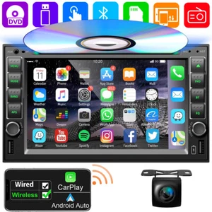 6.2'' Double Din Car Stereo Apple Carplay DVD Player Radio USB Bluetooth Camera - Picture 1 of 13