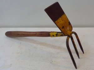 VINTAGE unique garden tool hoe three prong fork. - Picture 1 of 10