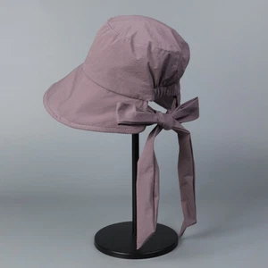 Lady Wide Brim Bucket Hat with Rope Sun Protection Cap for Outdoor Hiking Casual - Picture 1 of 16