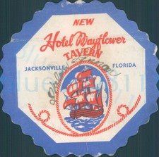 WW2 RAF Airman's beer mat new hotel wayflower Tavern Jacksonville US Names back