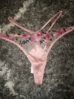 New VS/love for lemons strappy embroidered floral lace thong medium dusty pink