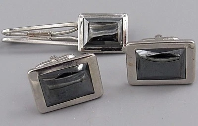 Excelente Gemelos Hematita Gris Pizarra Para Hombre Disfraz Joyería De Colección KK63 Foto 1 de 3