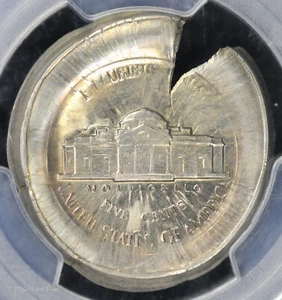 Jefferson Nickel (1938-94) 5C Mint Error PCGS MS 65 Obv Strk-Thru Capped Die - Picture 1 of 4