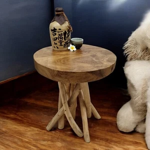 Teak Wood Side Table Root Table Solid Wood Root Table Flower Stand Pedestal - Picture 1 of 8