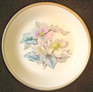 Plato de joyería de baratija de porcelana de hueso fino Royal Worcester con prímulas y borde dorado Eng. - Imagen 1 de 5